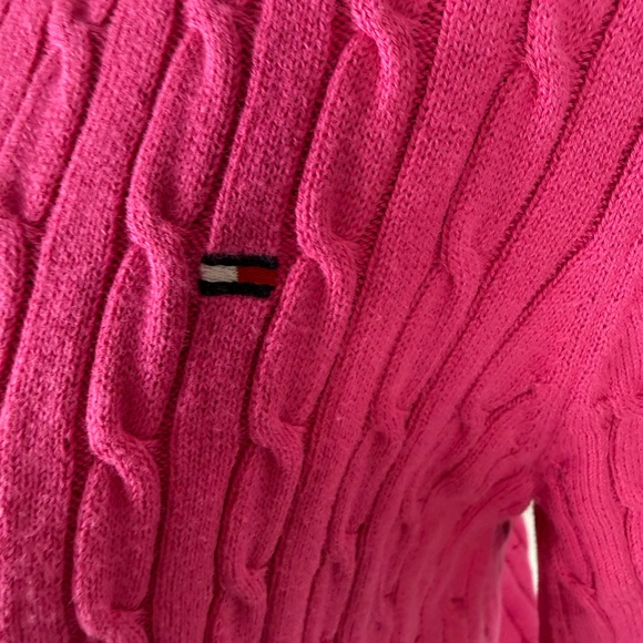 Tommy Hilfiger Pink Cable-Knit Short Sleeve Sweater Top - Picture 2 of 11